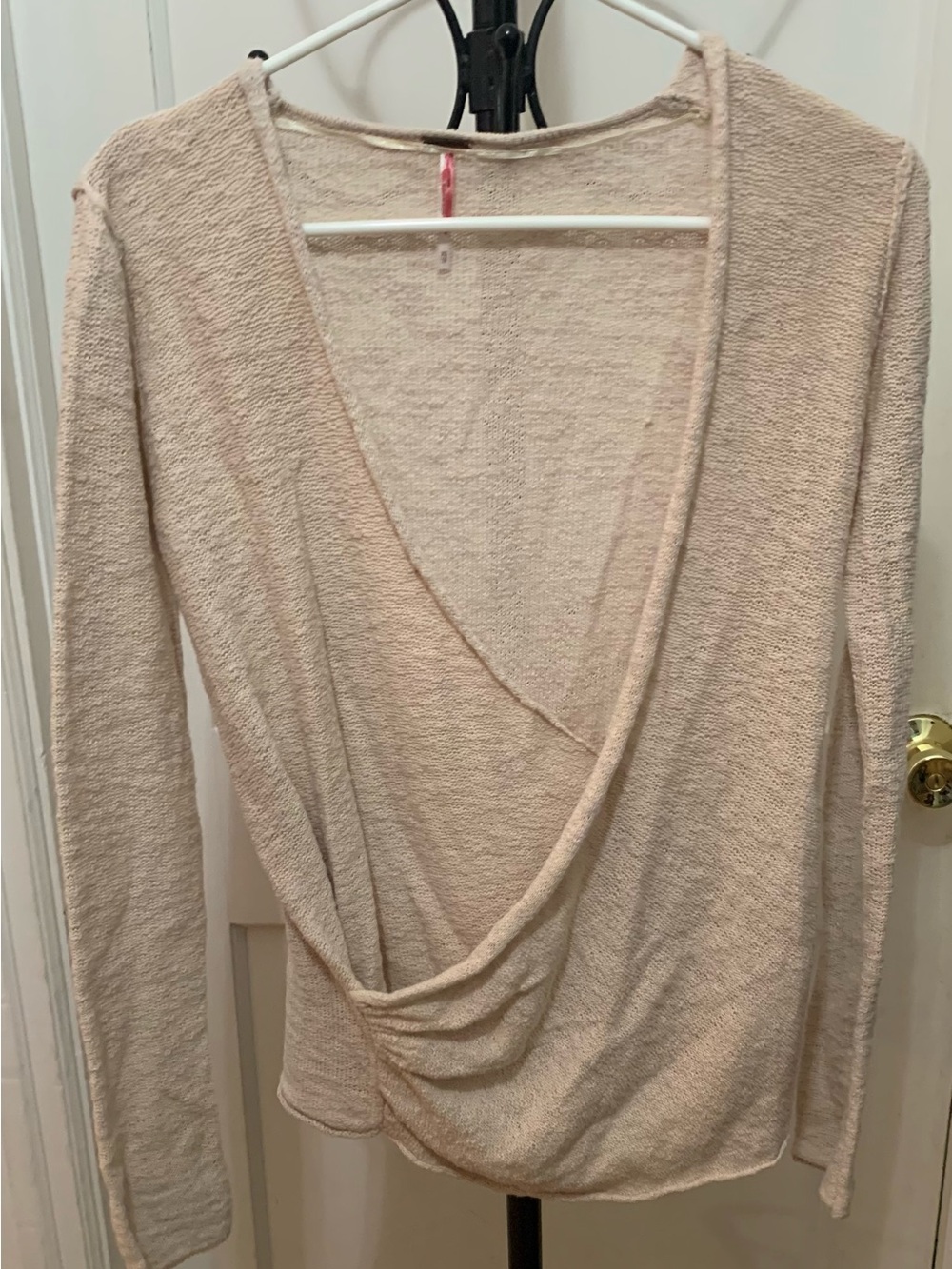 Free People Soft Wrap Long Sleeve Top in Light Taupe Size XS